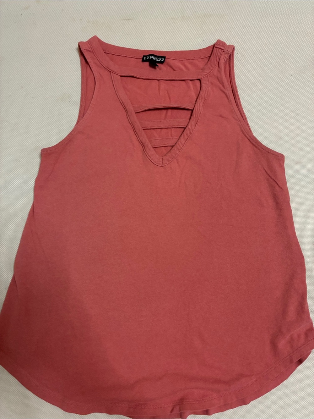 Express Coral Ladder-Strap V-Neck Tank Top
